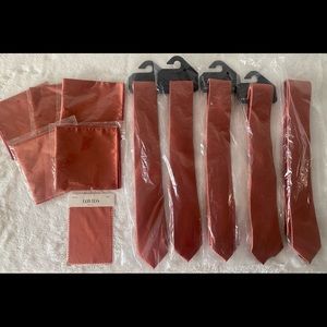 5 ties and 5 pocket squares in David’s Bridal Sedona color